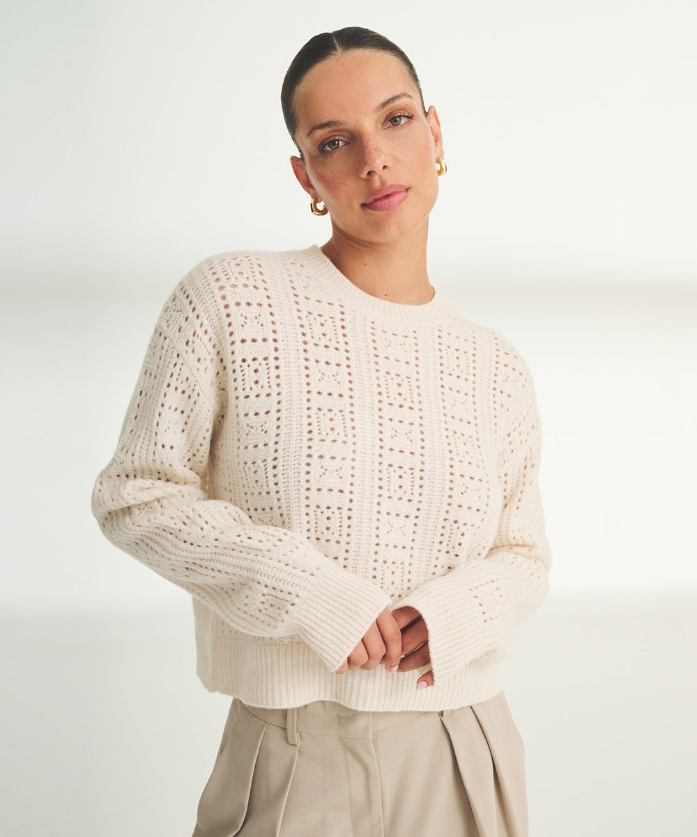 Novelty Cashmere Crochet Crewneck – NAADAM