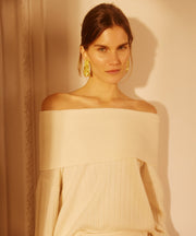 Premium Cashmino Ribbed Draped Top