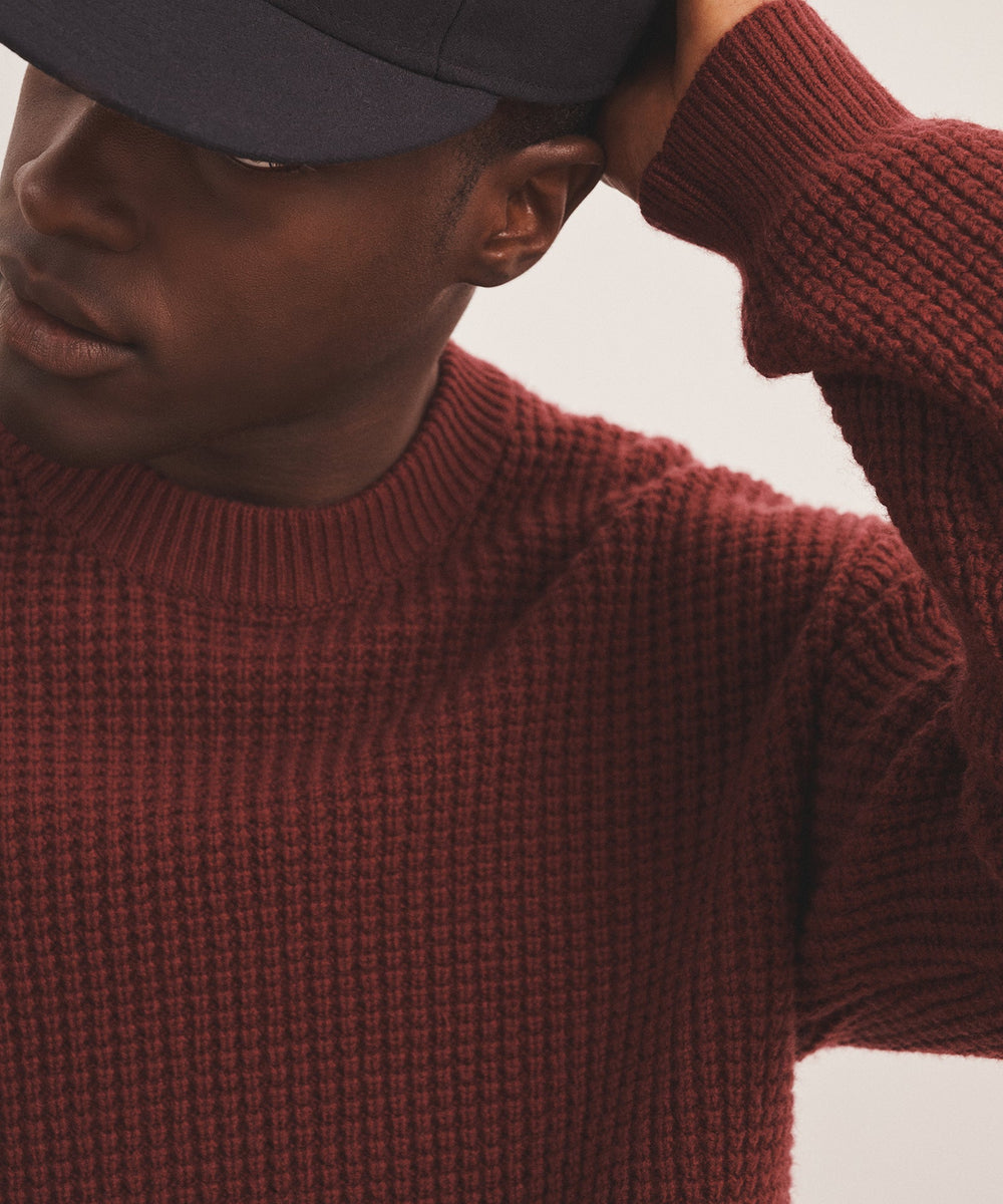 Cashmino Waffle Crewneck Sweater – NAADAM