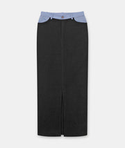 Cotton Cashmere Mixed Media Midi Skirt