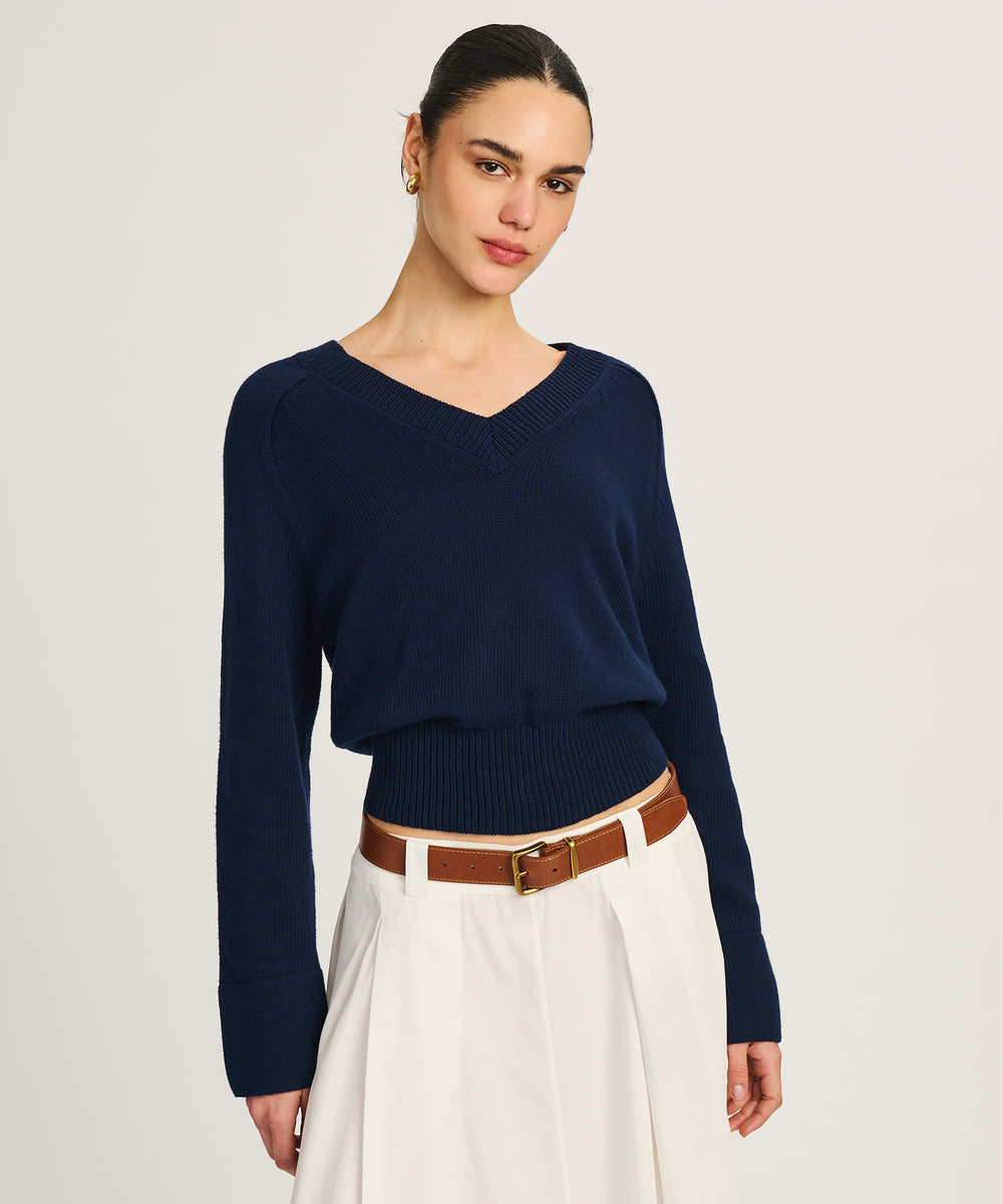 Cotton V-Neck Sweater – NAADAM