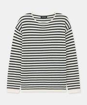 Super Fine Cashmere Striped Relaxed Crewneck