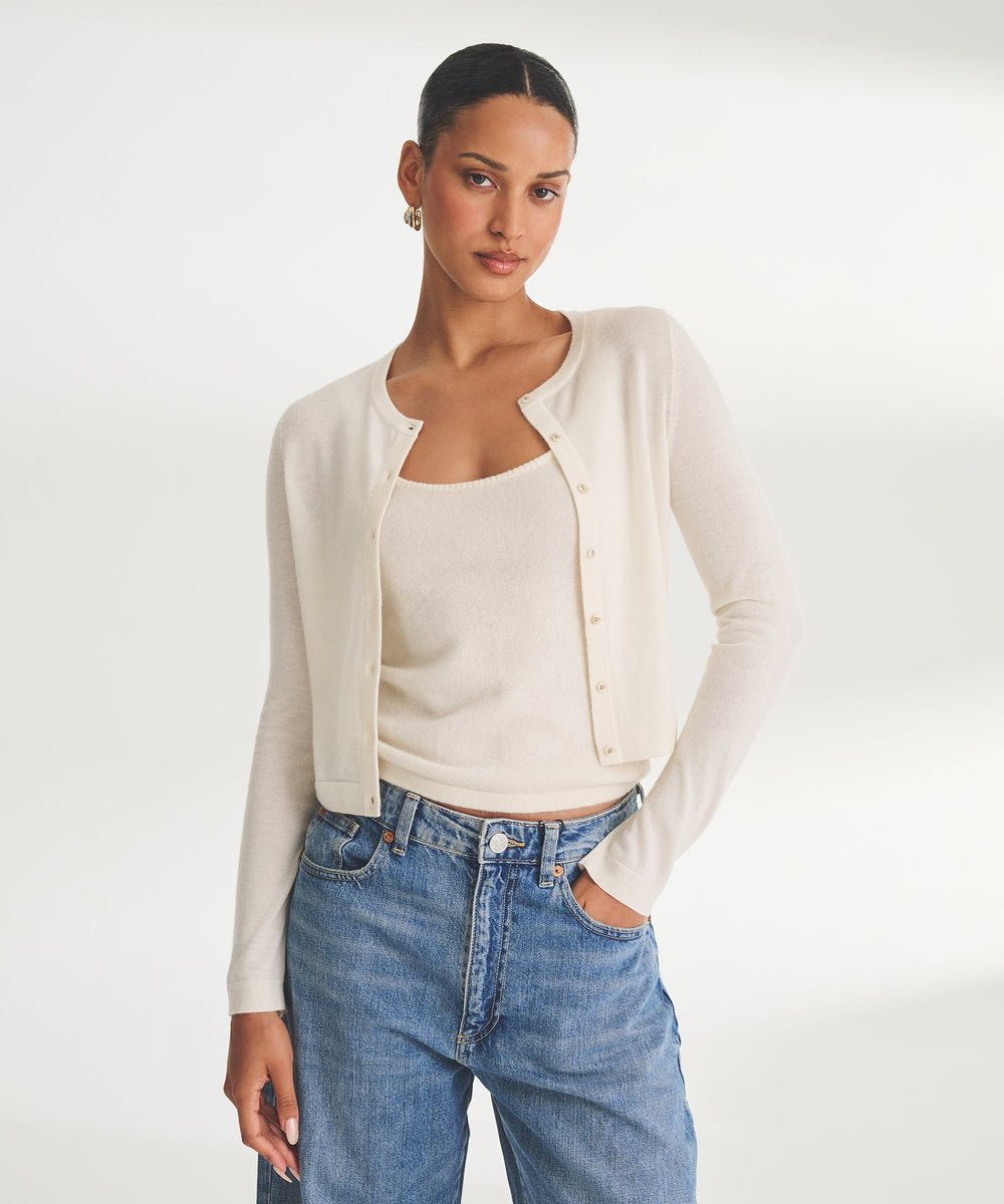 Fancy Cashmere Cropped Cardigan NAADAM