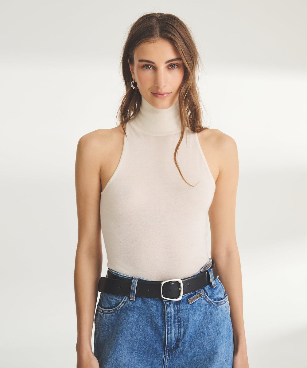 Naadam Cashmere Sleeveless store Turtleneck Black