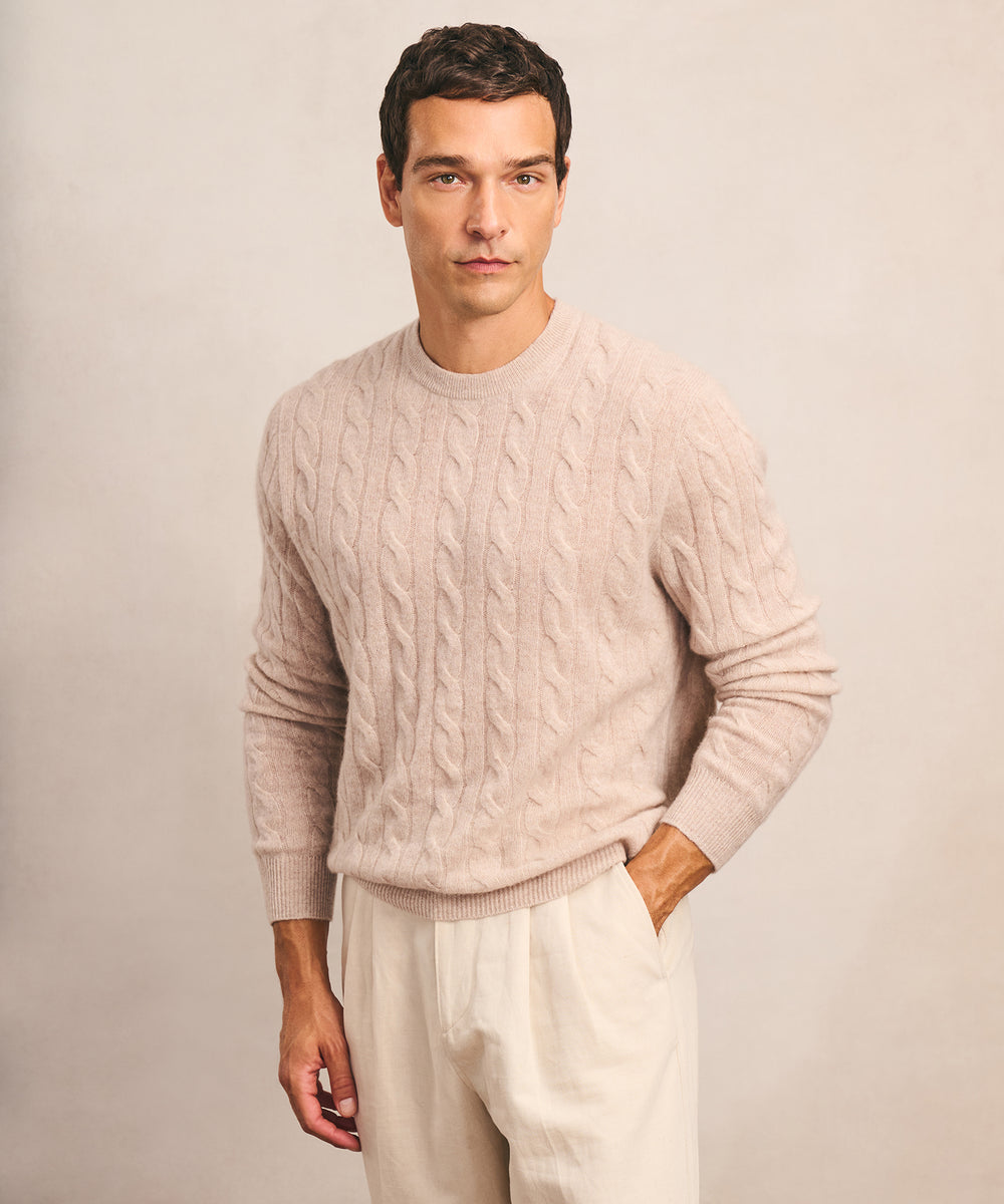 Lightweight Cashmere Cable Crewneck Sweater – NAADAM