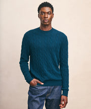 Lightweight Cashmere Cable Crewneck Sweater