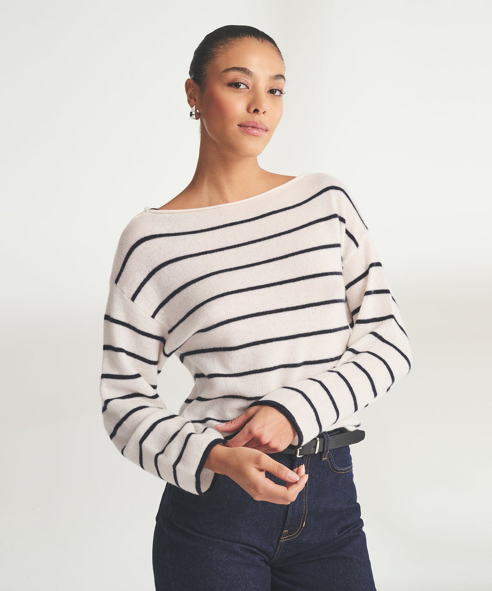 売れ筋商品|||ウィアードフィッシュ ニット&セーター レディース アウター REKA LIGHTWEIGHT STRIPED CREW NECK  - Jumper - navy Buy Weird Fish Cream Reka Lightweight Striped Crew Neck
