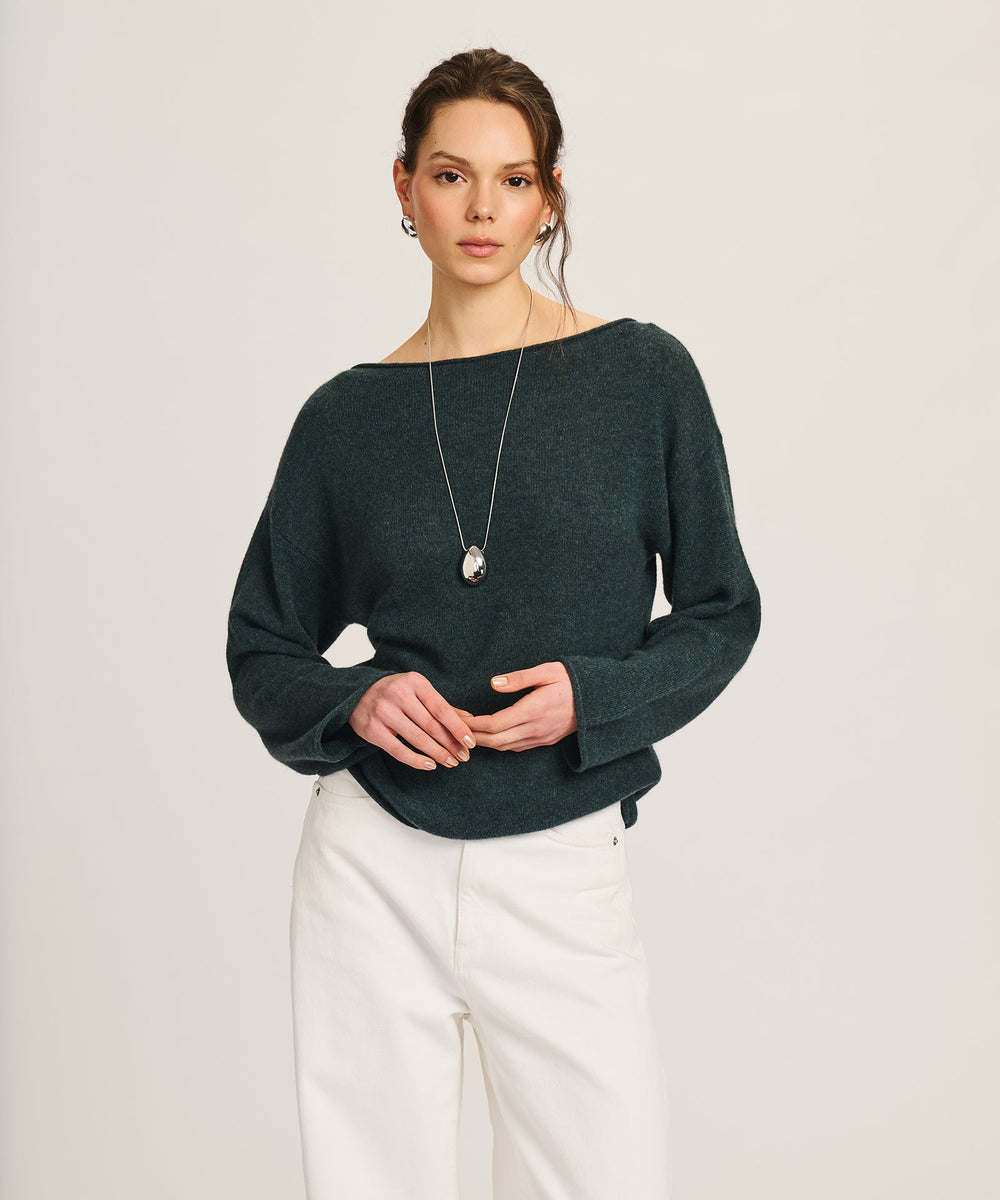 Lightweight Cashmere Relaxed Boatneck Sweater – NAADAM