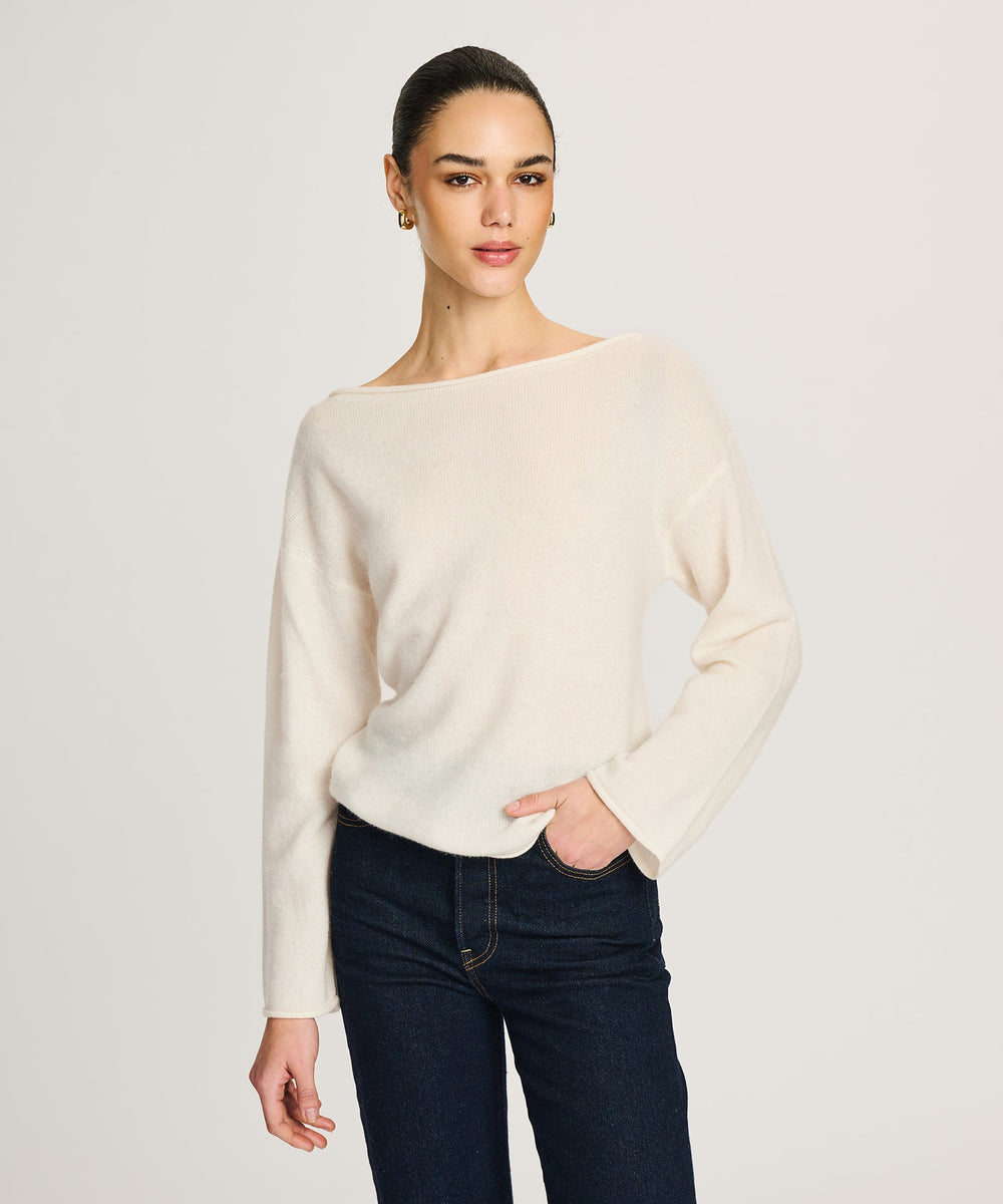 Lightweight Cashmere Relaxed Boatneck Sweater – NAADAM