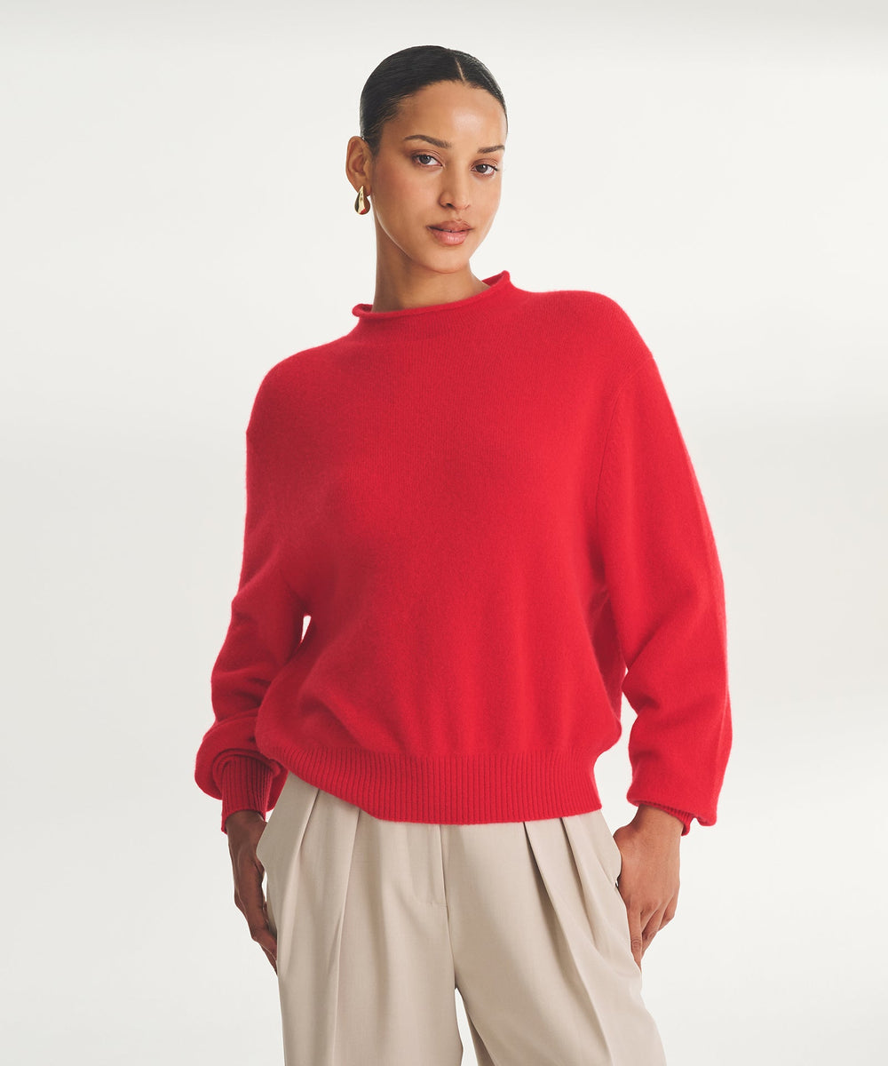 Naadam cashmere mock neck sweater in red size extra small buy