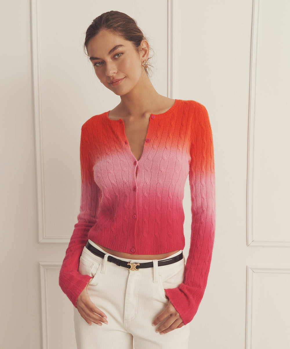 Novelty Cashmere Dip Dye Cable Cardigan – NAADAM