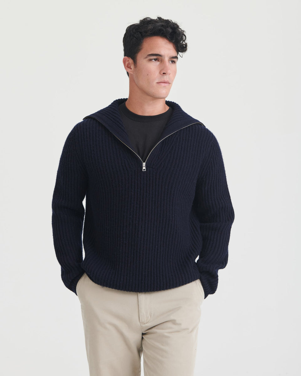 Naadam - merino cashmere cable quarter zip pullover sweater thick knit apres deals ski