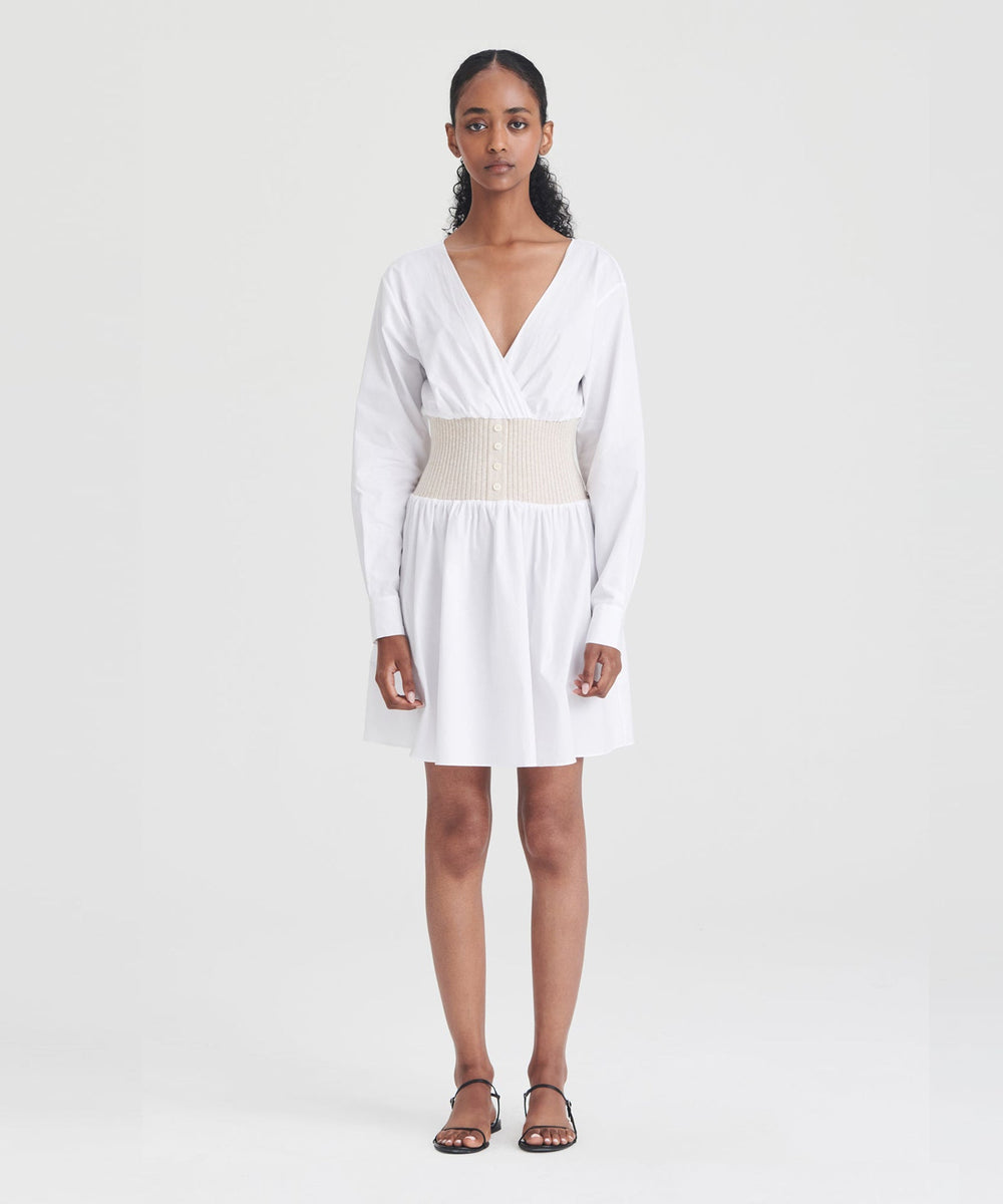 Cotton Cashmere Mixed Media Mini Dress