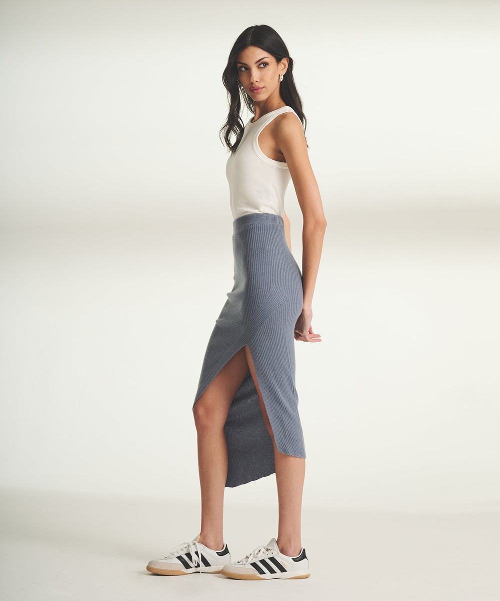 Wool Cashmere Asymmetrical Ribbed Skirt – NAADAM