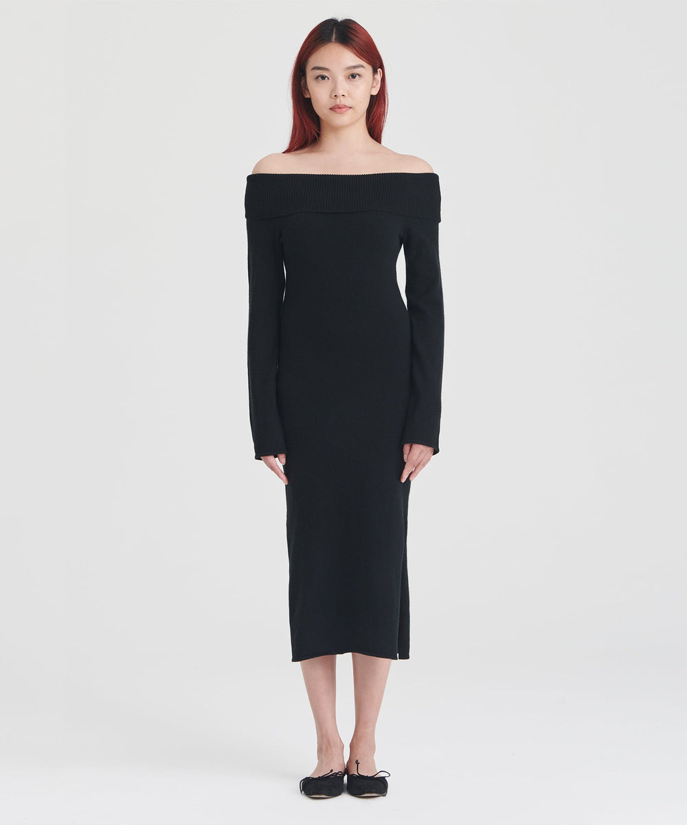 Signature Cashmere Off The Shoulder Dress – NAADAM