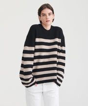 Super Luxe Cashmere Striped Crewneck
