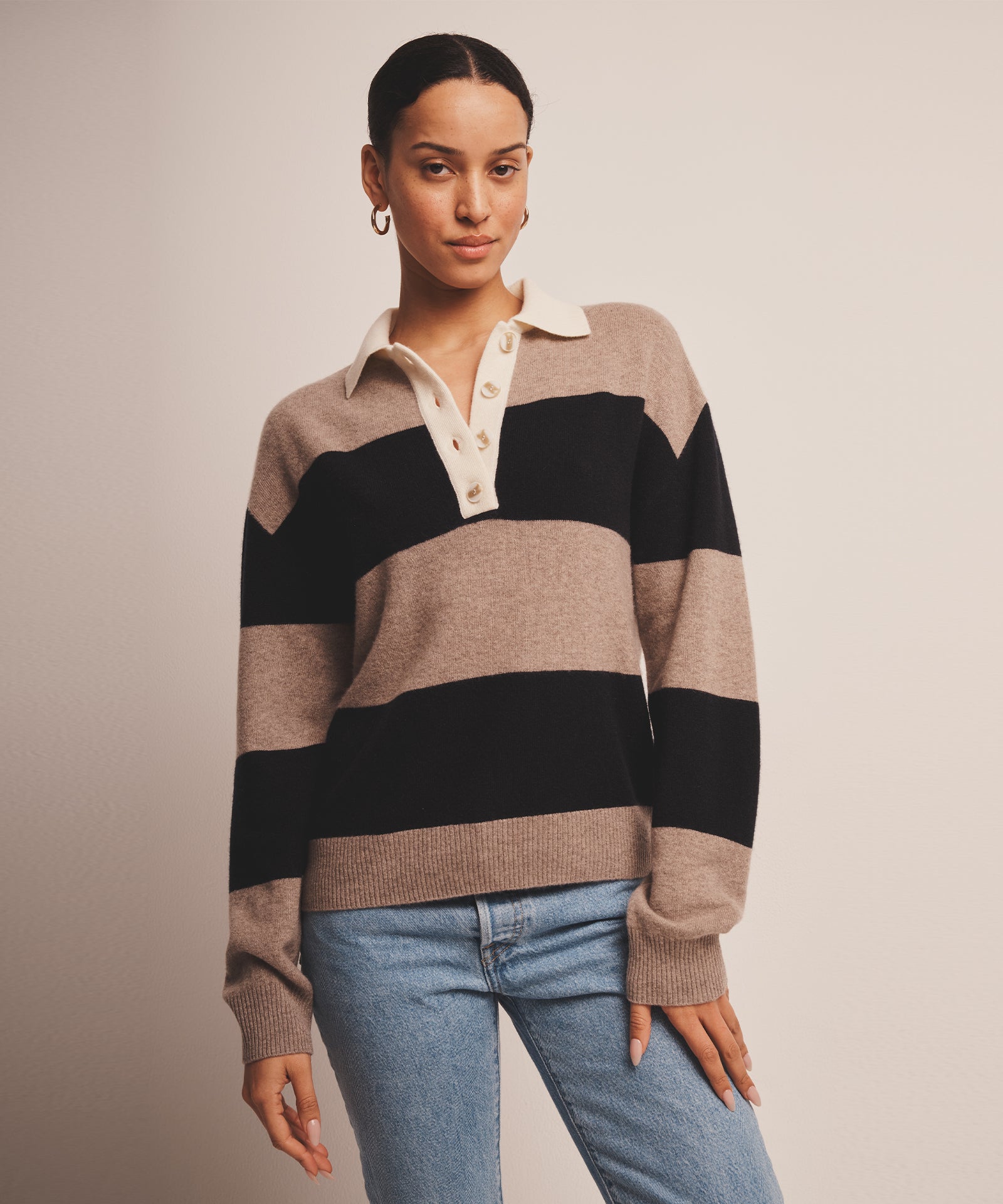 Cashmere Striped Rugby Polo – NAADAM