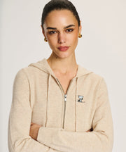 Women's Snoopy Tennis Signature Cashmere Cropped Zip Up Hoodie