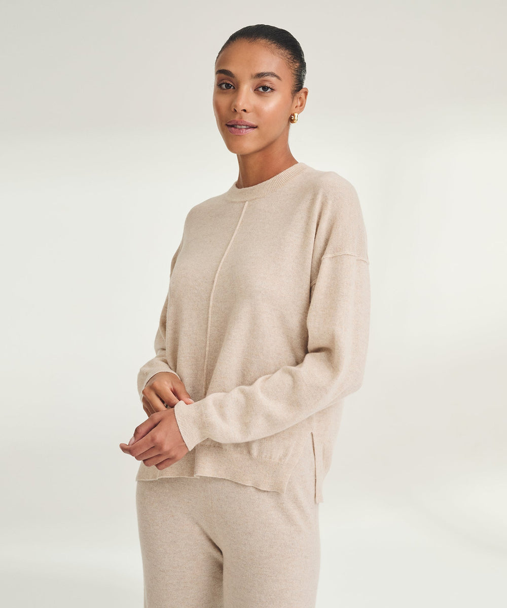 Signature Cashmere Crewneck Sweater with Pintucks – NAADAM