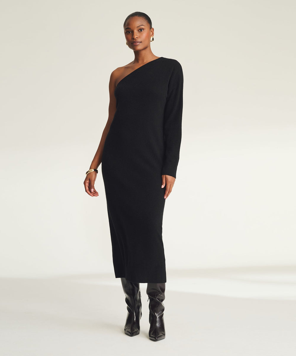 Signature Cashmere One Shoulder Dress