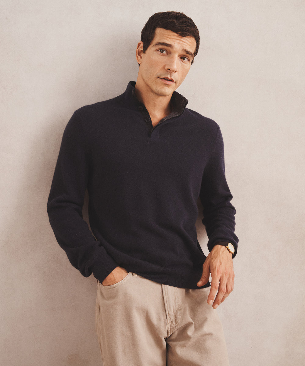 Signature Cashmere Quarter Button Down Sweater – NAADAM
