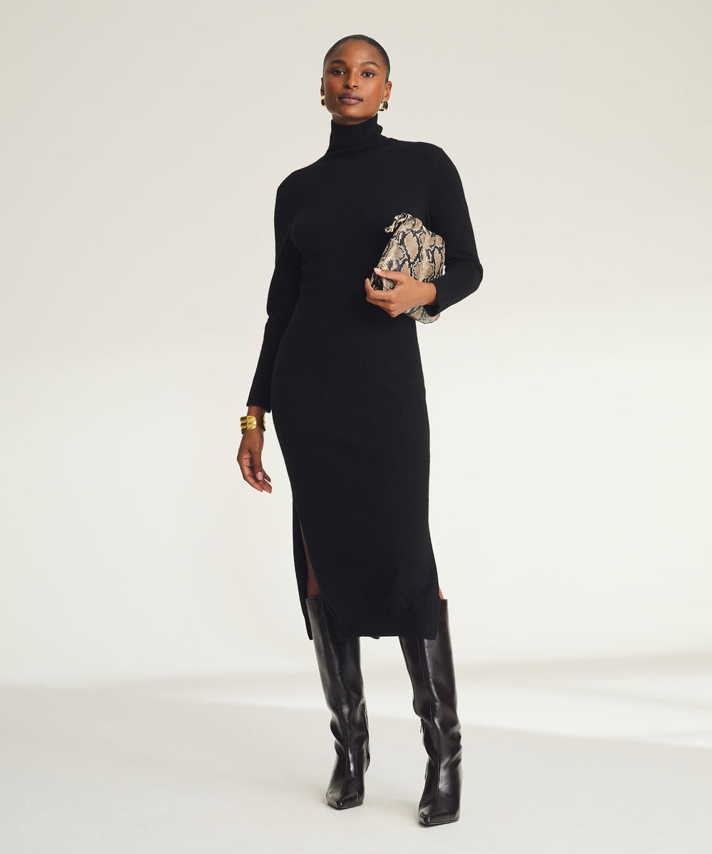Signature Cashmere Turtleneck Dress with Slits Signature Cashmere Turtleneck Dress with Slits