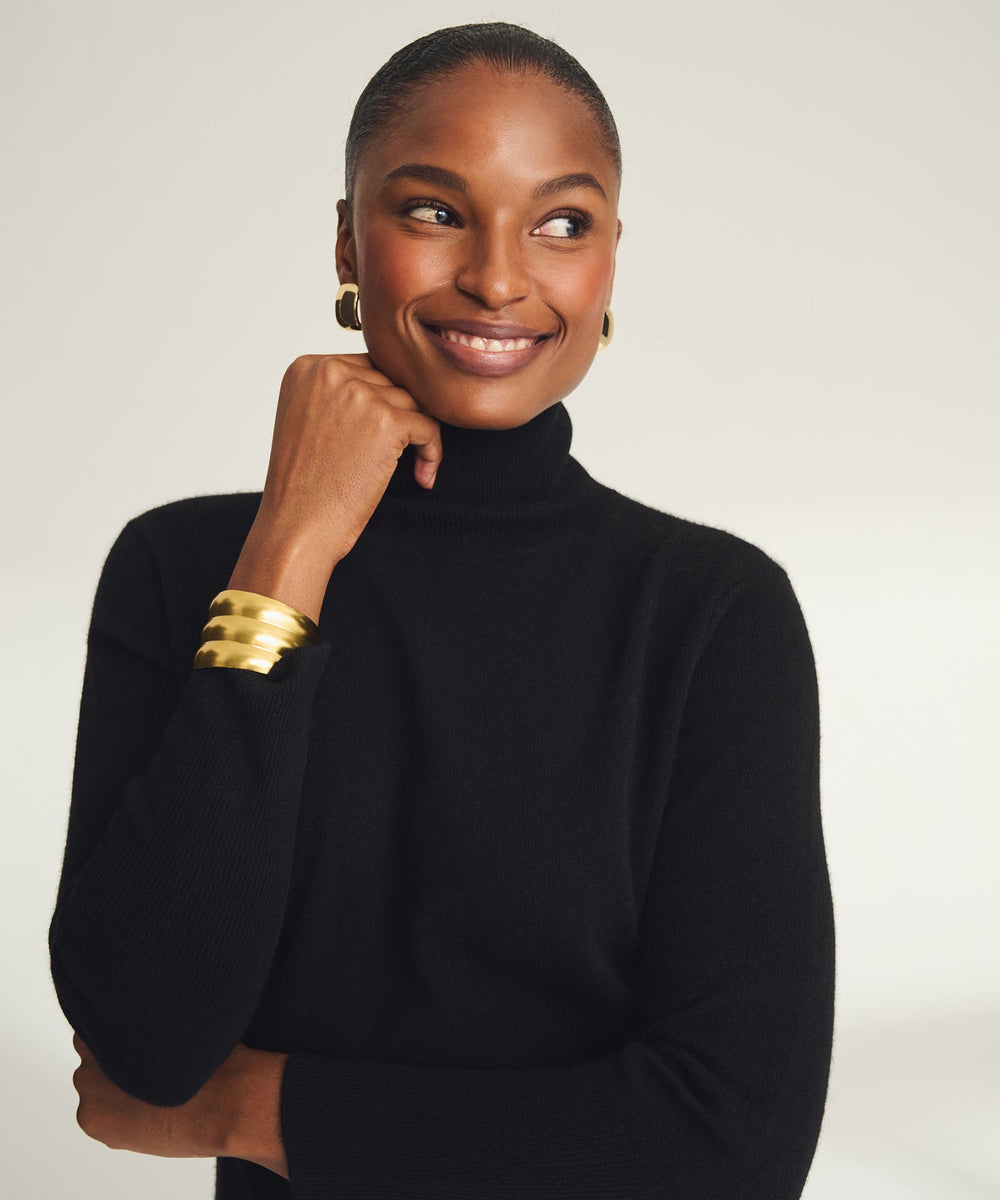 Signature Cashmere Turtleneck Dress with Slits – NAADAM