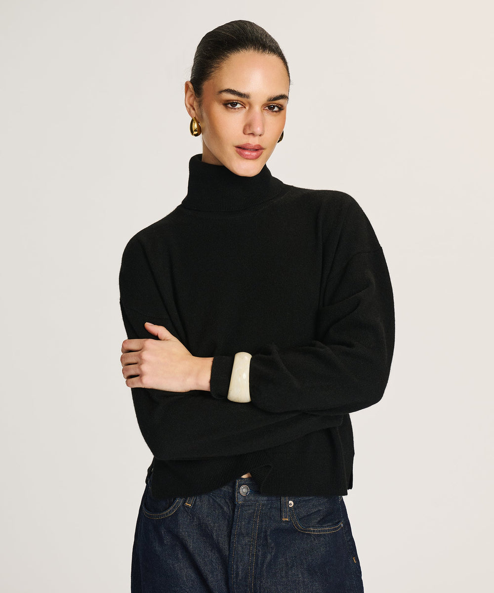 Signature Cashmere Boxy Turtleneck Sweater – NAADAM
