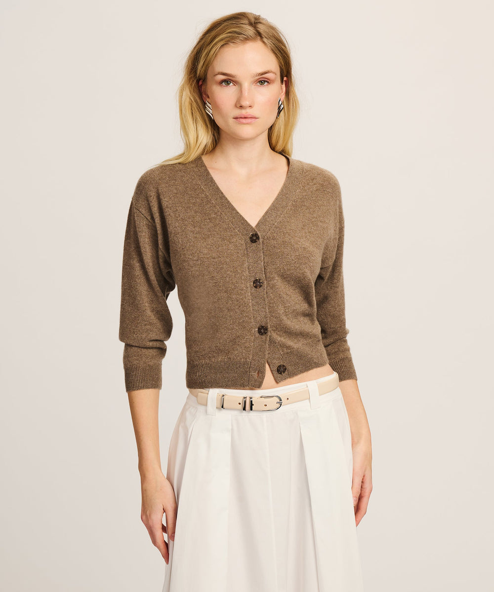 Signature Cashmere Three-Quarter Sleeve Cardigan – NAADAM