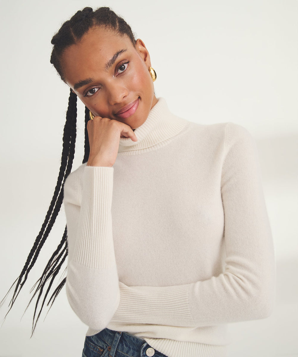 Cashmere Turtleneck White Mock Turtleneck Womens Signature