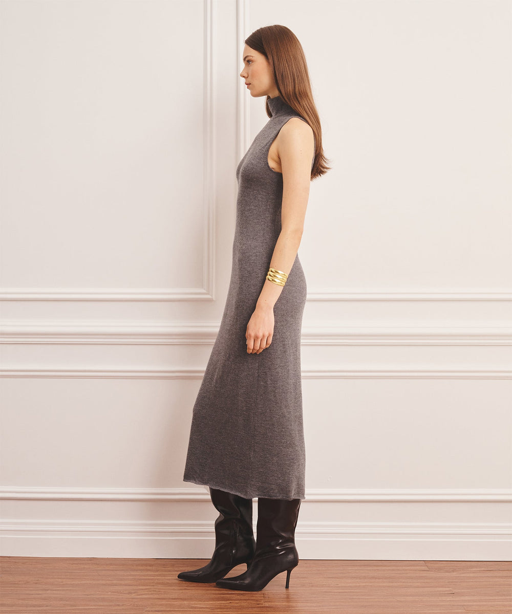 grey sleeveless turtleneck dress Missguided Gray Turtle Neck Sleeveless Knit Midi Dress