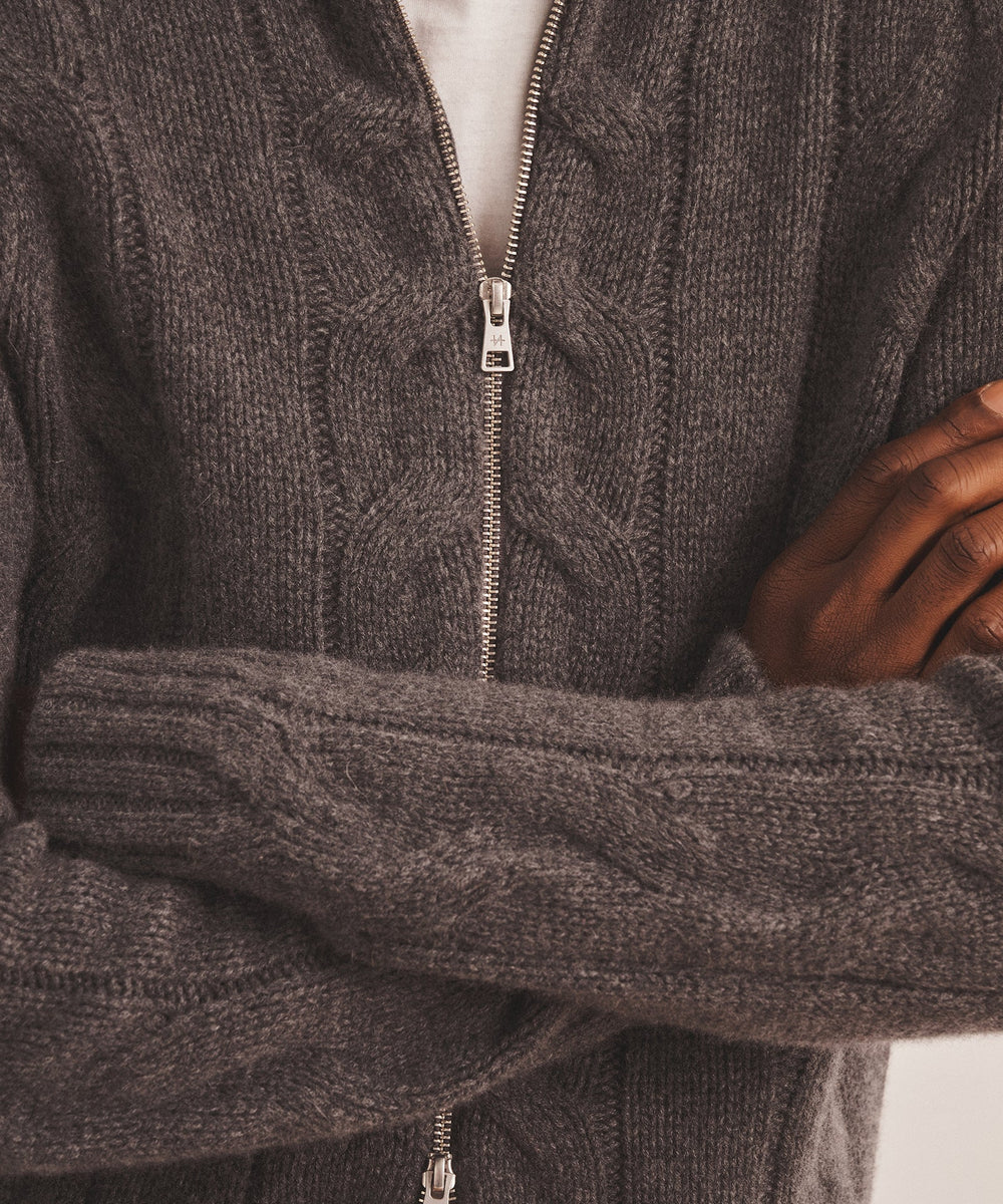 Super Luxe Cashmere Cable Full Zip Sweater – NAADAM