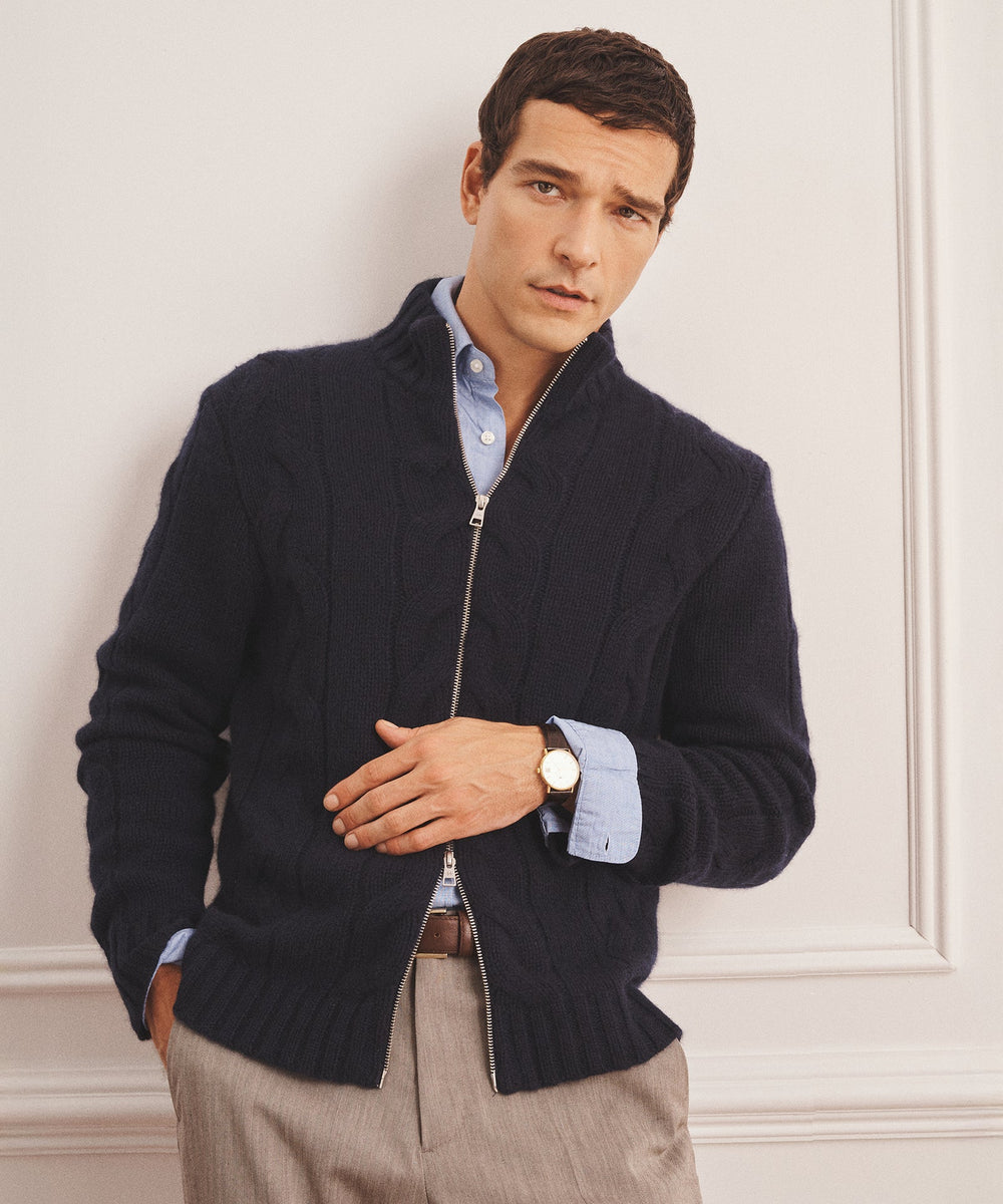 Super Luxe Cashmere Cable Full Zip Sweater – NAADAM