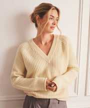 Luxe Cashmere Fisherman V-Neck Sweater