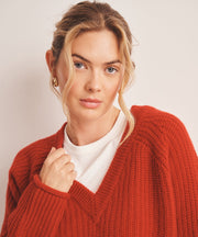 Luxe Cashmere Fisherman V-Neck Sweater