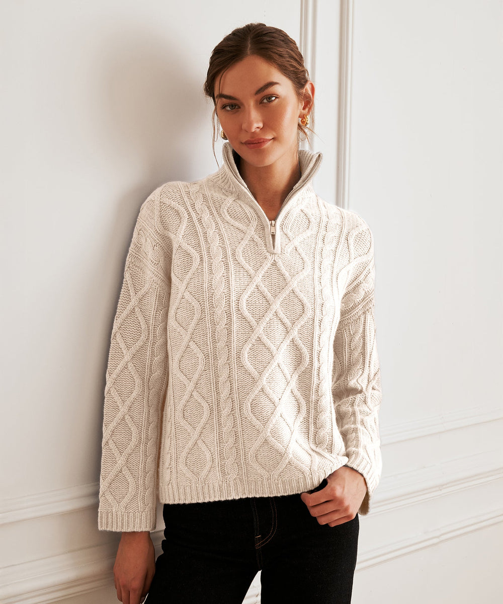 Super Luxe Cashmino Cable Quarter Zip – NAADAM