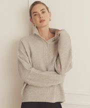 Super Luxe Cashmere Color Plaited High Neck Henley