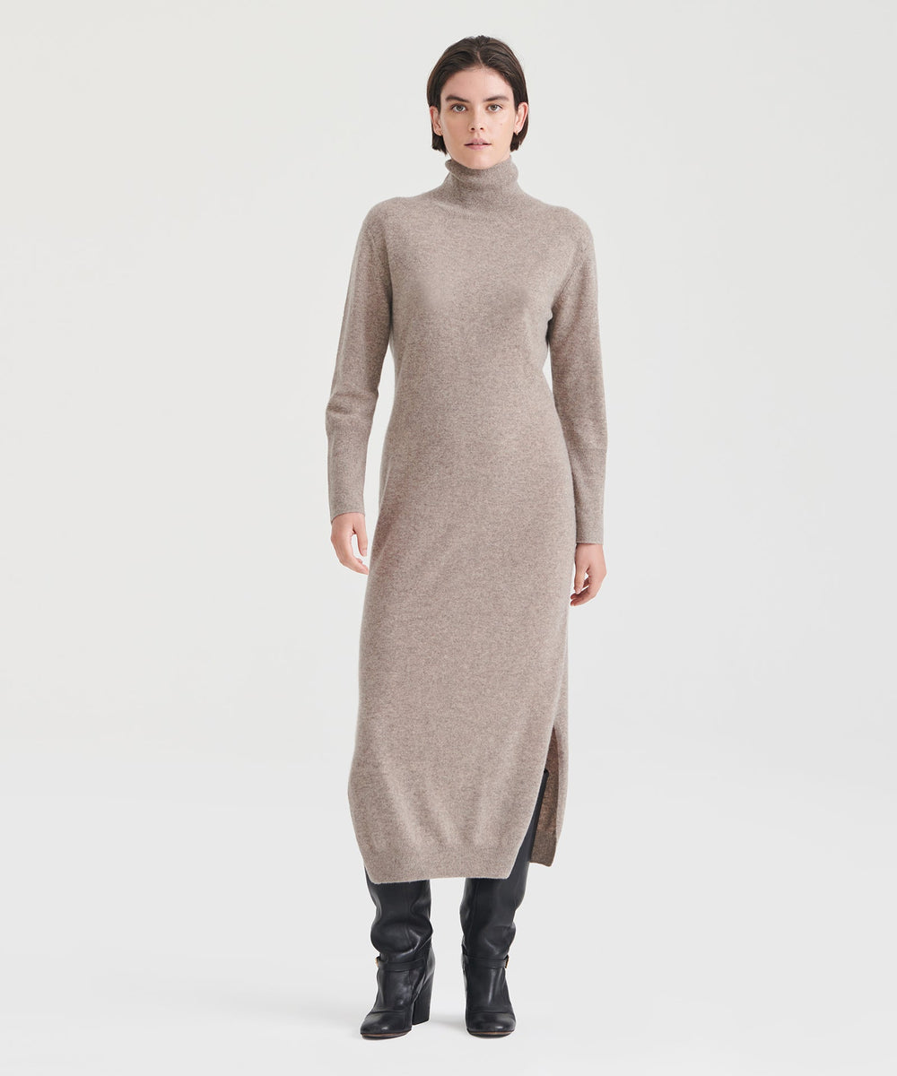 Cashmere Turtleneck Dress with Slits – NAADAM