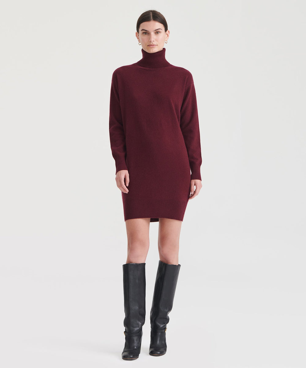 naadam asymmetrical turtleneck dress Naadam Asymmetrical Wool Cashmere Hybrid Turtleneck Dress