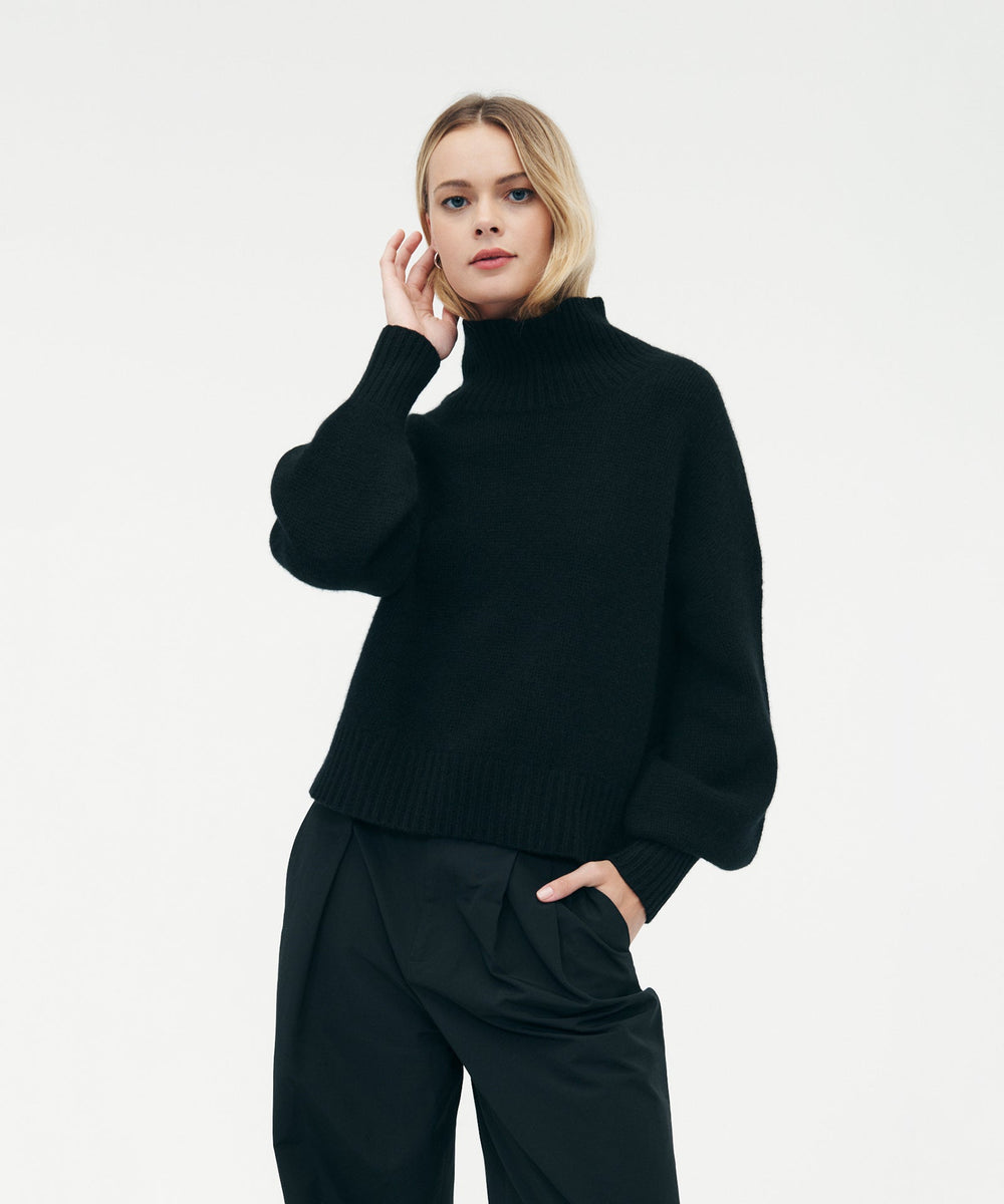 Oversized black turtleneck sweater deals