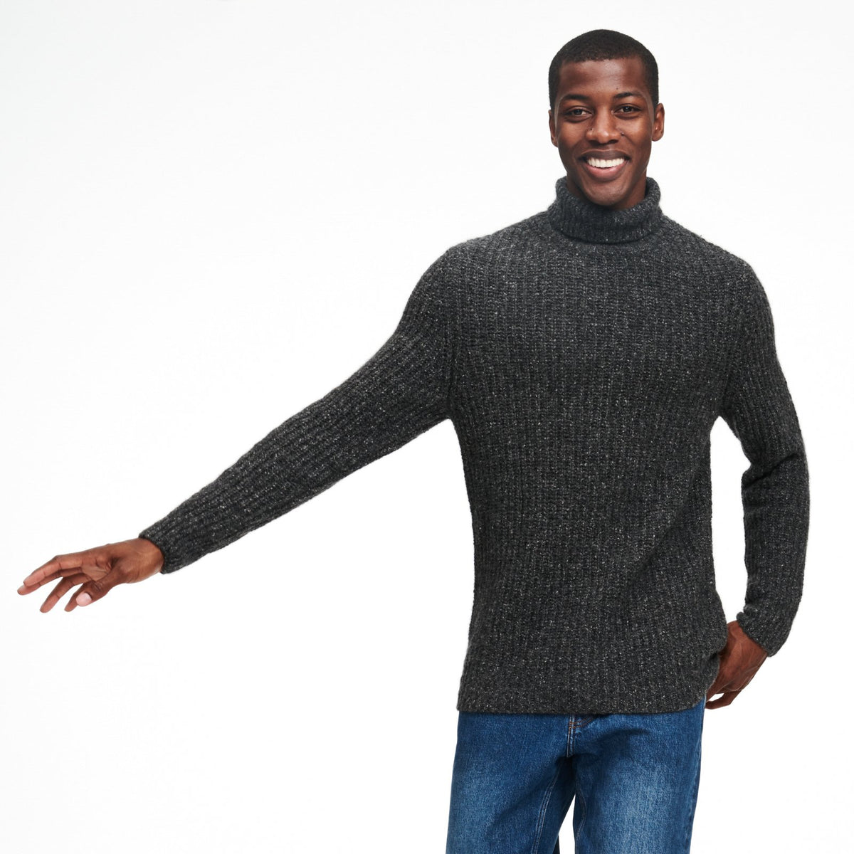 Grey cashmere turtleneck sweater clearance