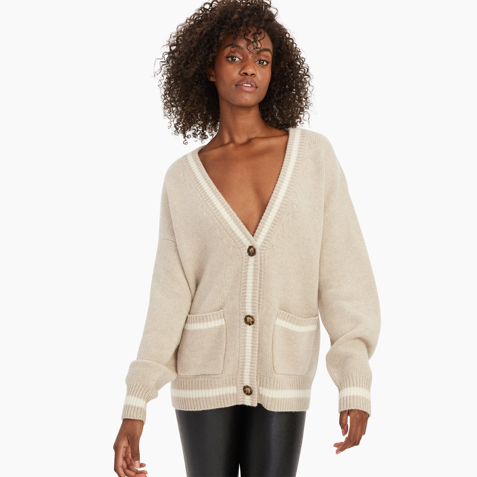 Cashmere Varsity Boyfriend Cardigan NAADAM