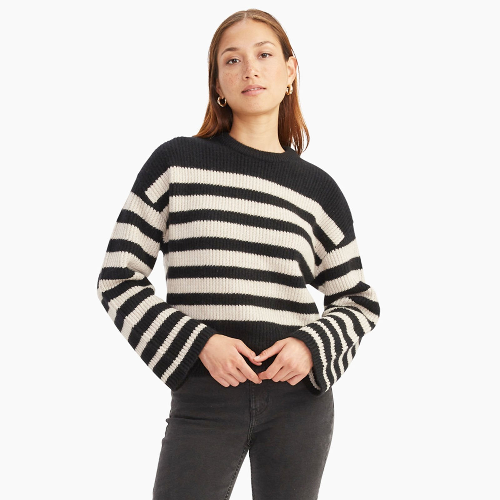 Luxe Cashmere Striped Crewneck Sweater – NAADAM