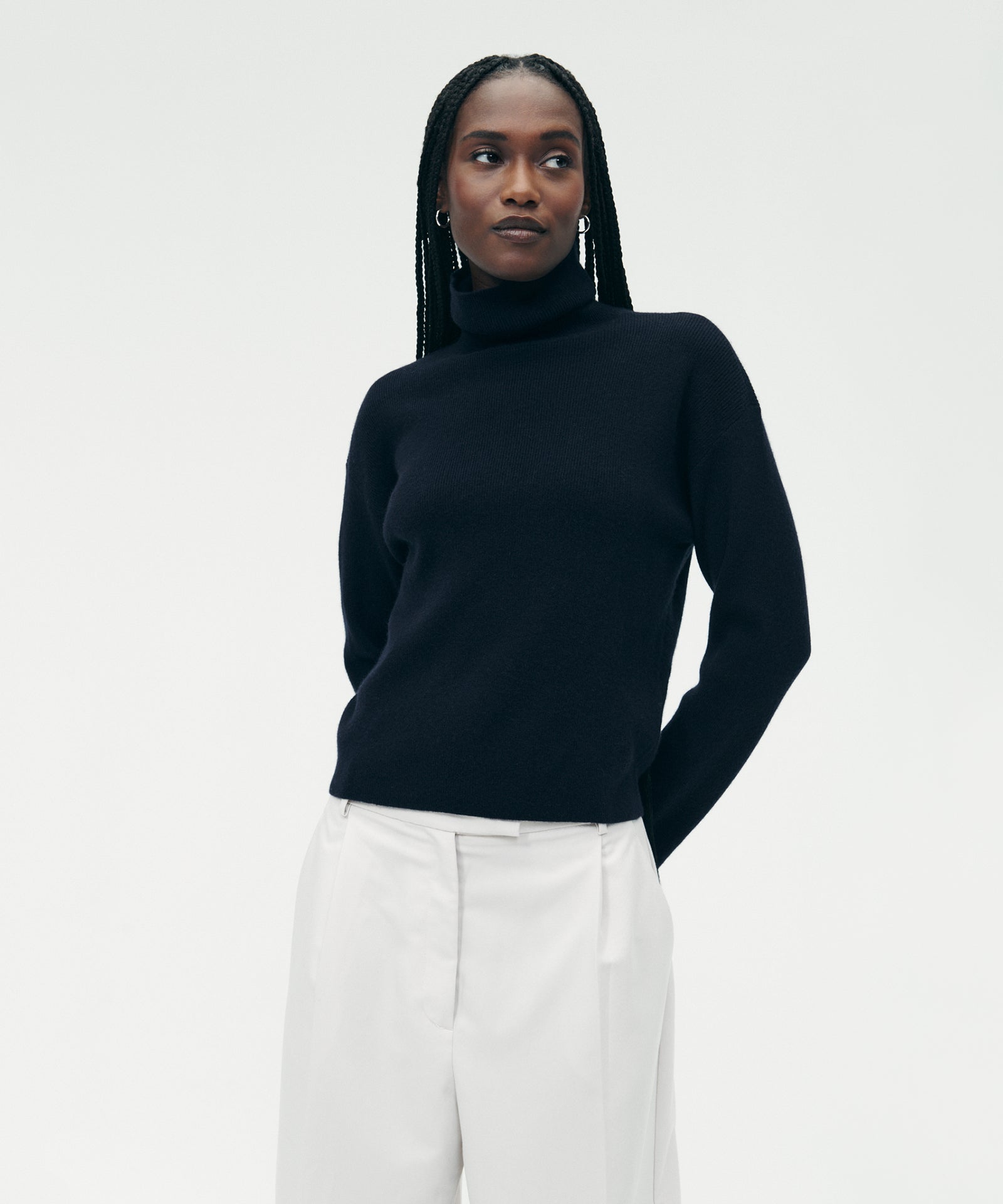 Cashmino Relaxed Baby Rib Turtleneck NAADAM