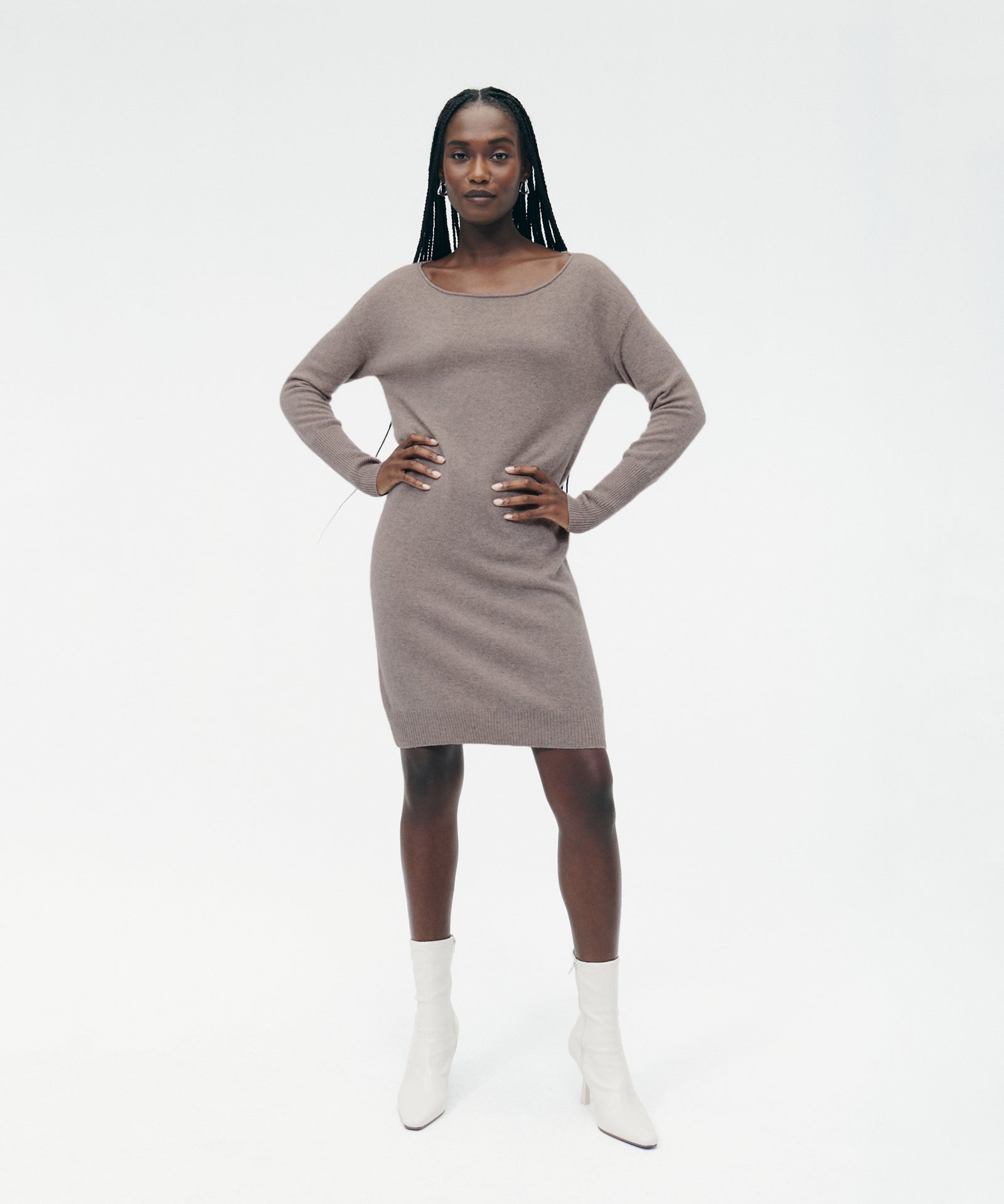 Cashmere Boatneck Mini Sweater Dress – NAADAM