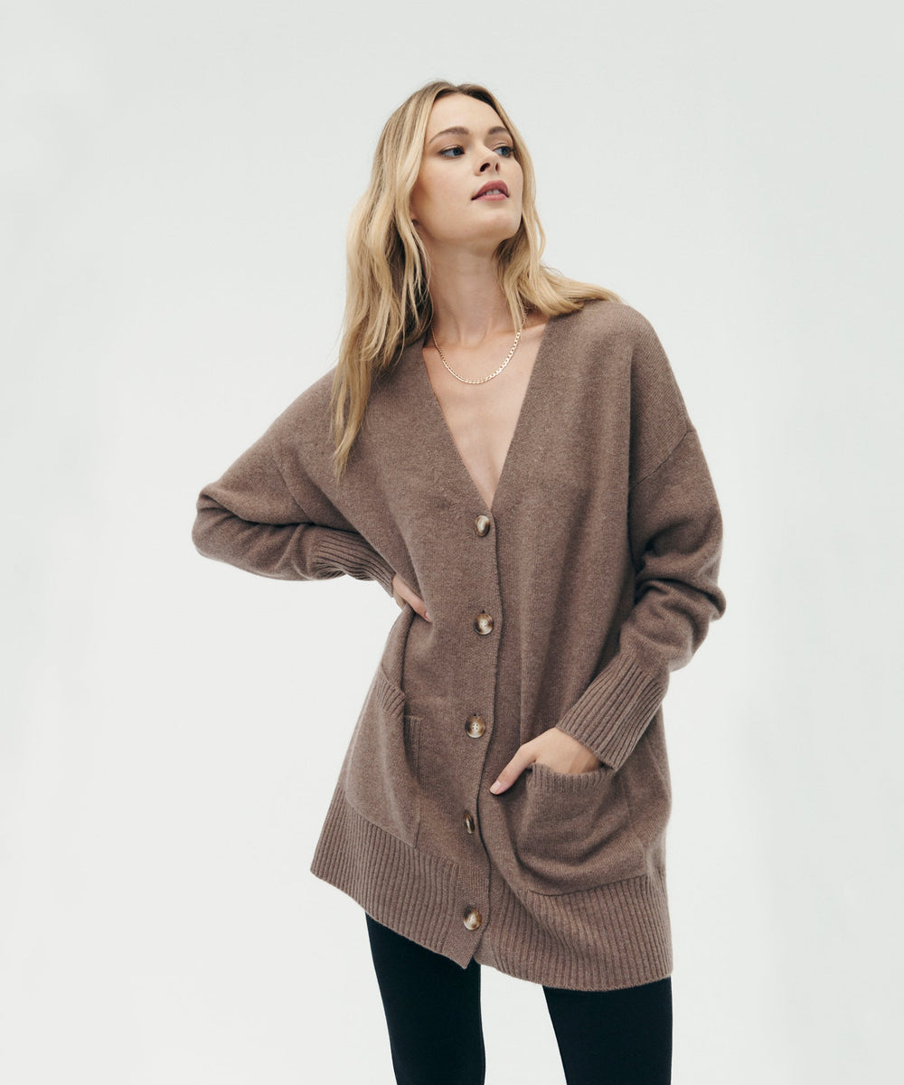  lunhaifi Open Front Oversized Cashmere Cocoon Cardigan