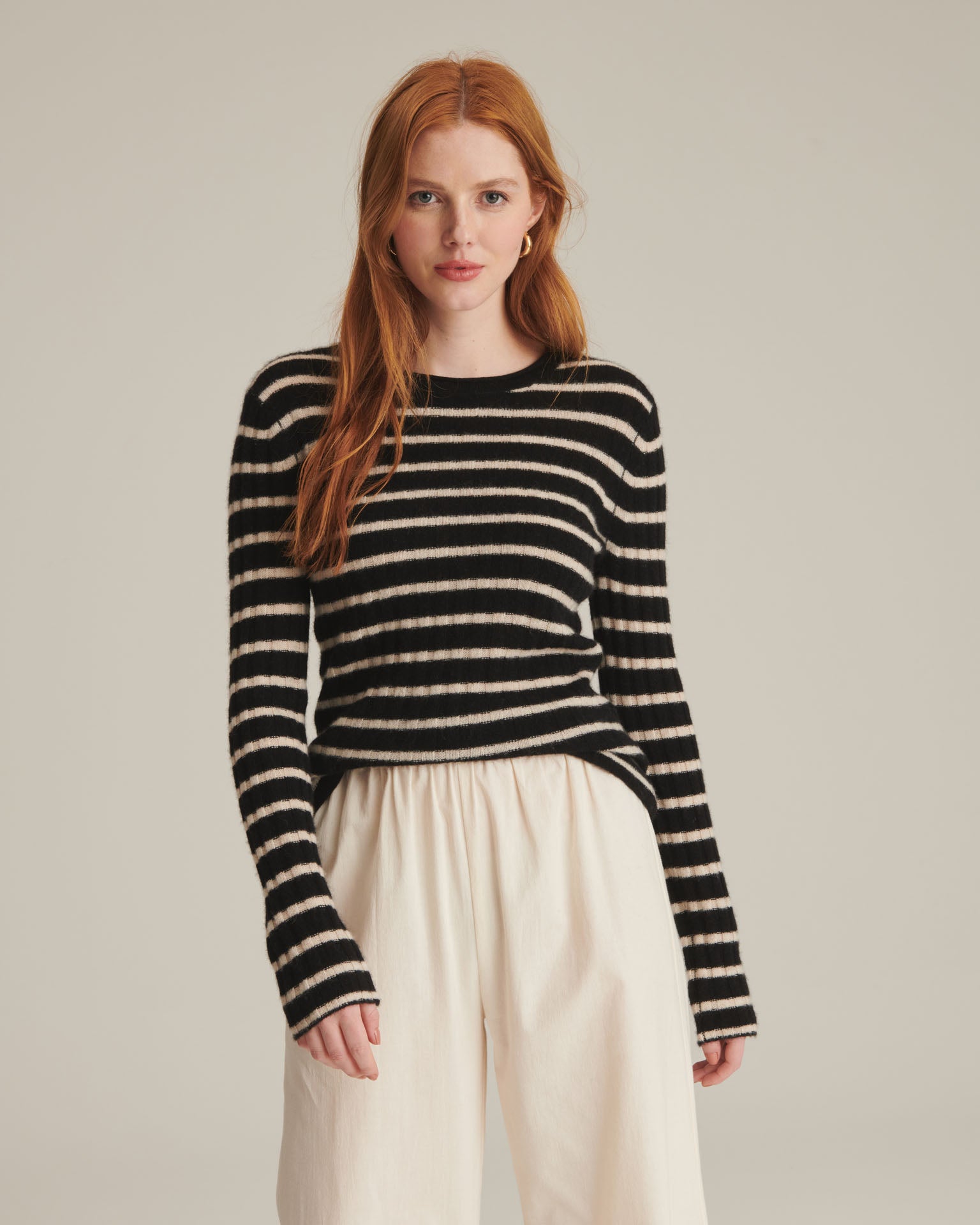 Striped Cashmere Ribbed Sweater – NAADAM