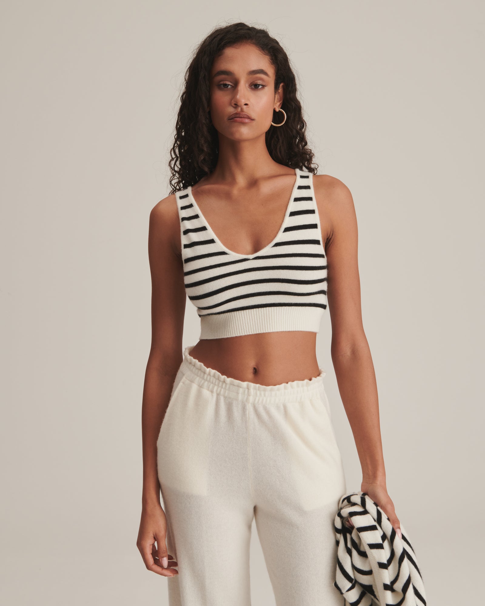Cashmere Striped Cropped Tank Top