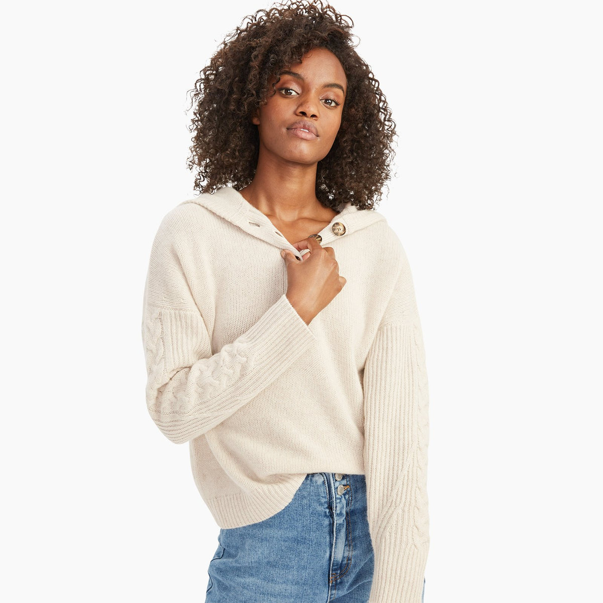 Henley hoodie women's shop