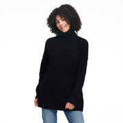 Cable Knit Sleeve Turtleneck Navy
